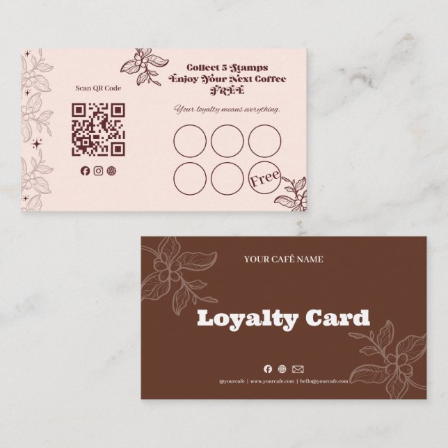Boho Coffee Loyalty Stamp Card (Front/Back)