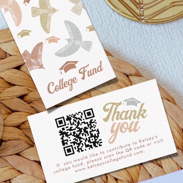 Boho College Fund QR Code Graduation Party Insert (Creator Uploaded)