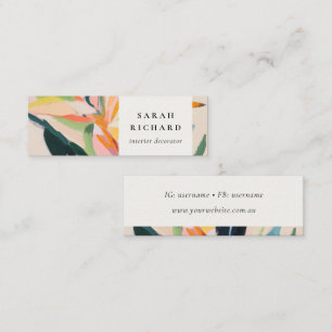 Boho Colorful Bird Of Paradise Painted Floral Mini Business Card
