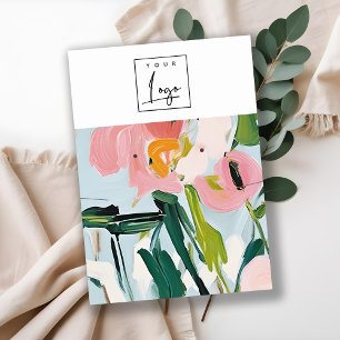 Boho Colorful Painted Floral Necklace Earring Logo Business Card