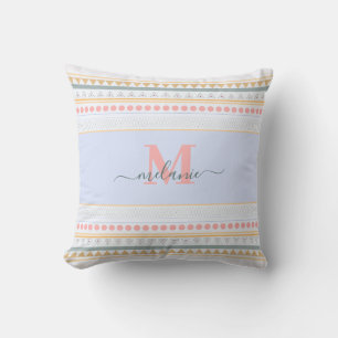 Boho colourful Abstract Monogram Cushion