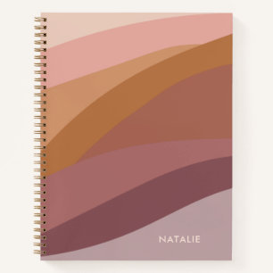 Boho Colourful Abstract Retro Name Notebook