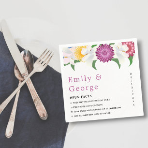 Boho Colourful Flowers Modern Spring Floral Weddin Napkin