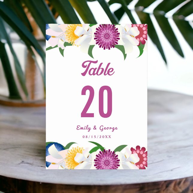 Boho Colourful Flowers Modern Spring Floral Weddin Table Number (Creator Uploaded)