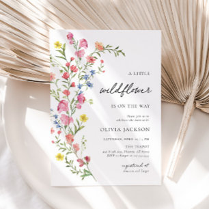 Boho Colourful Little Wildflower Fairy Baby Shower Invitation