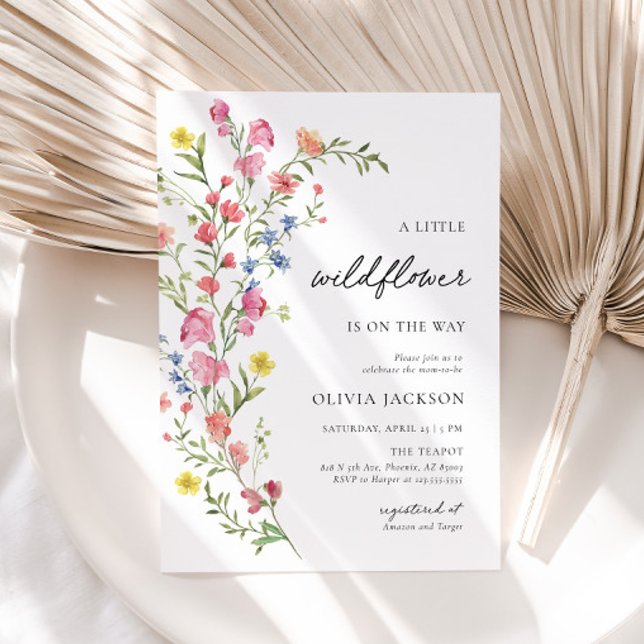 Boho Colourful Little Wildflower Fairy Baby Shower Invitation (Creator Uploaded)