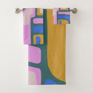 Boho Colourful Modern Abstract Shapes Pattern Bath Towel Set