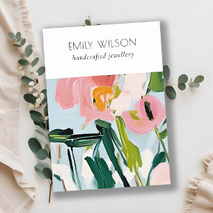 Boho Colourful Painted Floral Blank Jewellery Disp Business Card