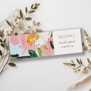 Boho Colourful Pink Blue Painted Floral Earring Mini Business Card