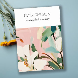 Boho Colourful Pink Teal Painted Floral Necklace Business Card