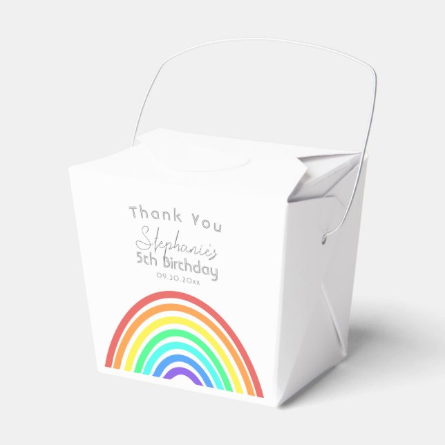 Boho Colourful Rainbow and Stripes Birthday Party  Favour Box (Front Side)