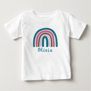 Boho Colourful Rainbow With Personalised Name Baby T-Shirt