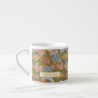 Boho Colourful Vintage Garden Floral Yellow Name
