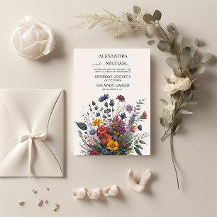 Boho Colourful Watercolor Wildflower Wedding Invitation
