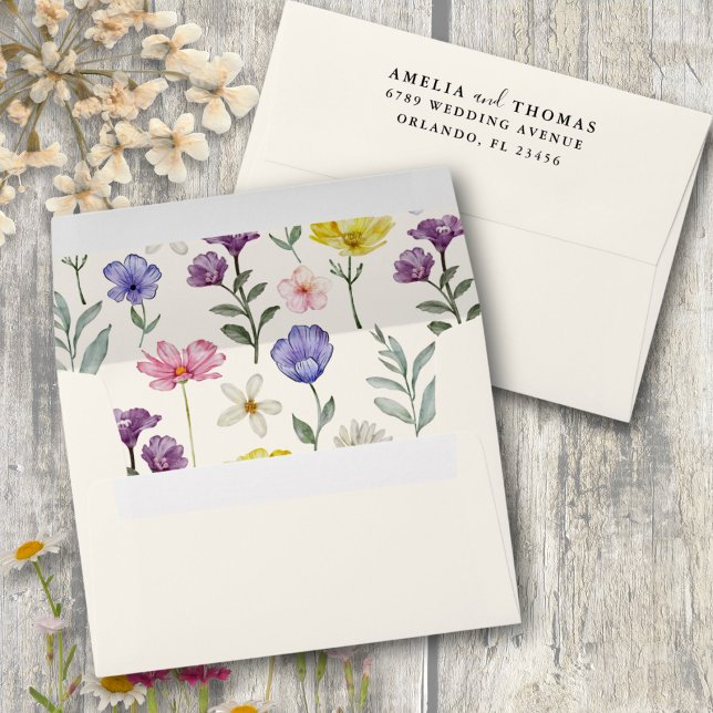 Boho Colourful Wild Flower Wedding Envelope (Creator Uploaded)