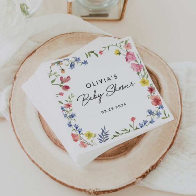 Boho Colourful Wildflower Fairytale Baby Shower Napkin (Creator Uploaded)