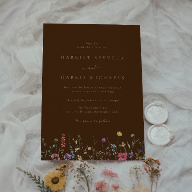 Boho Colourful Wildflower Wedding Invitation (Creator Uploaded)
