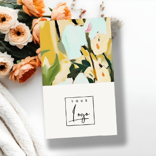 Boho Colourful Yellow Ochre Painted Floral Logo Business Card