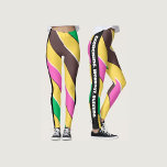 Boho colours l Yellow l Pink l Workout and running Leggings<br><div class="desc">Modern colourful graphic colouring,  pink,  yellow,  brown and green with modern black and white text for exercising,  workout and running women.</div>