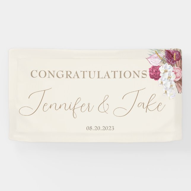 Boho Congratulations Wedding Banner Decoration (Horizontal)
