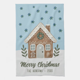 Boho Cookie House Snowflakes Family Tea Towel