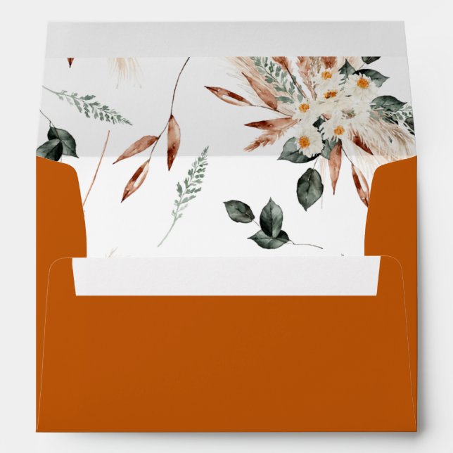 Boho Copper Pampas & Beige Floral 2 Envelope (Back (Bottom))