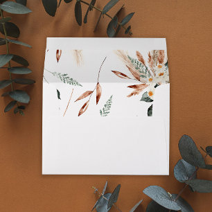 Boho Copper Pampas & Beige Floral Envelope