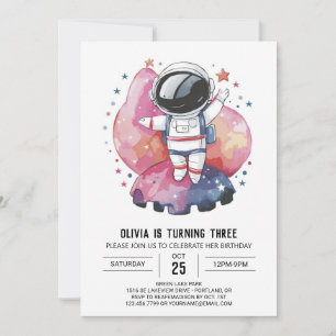 Boho Cosmic Adventure Astronaut Birthday Invitation