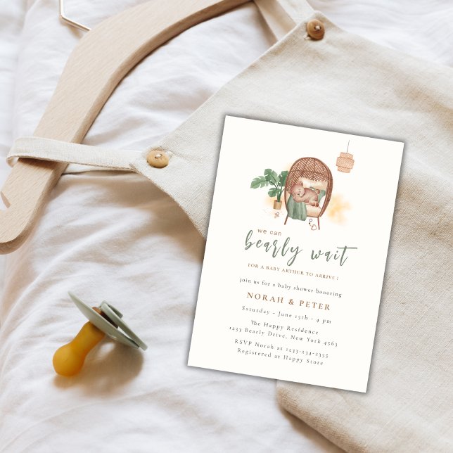 Boho Cosy Teddy Bear Sleep Baby Shower Invitation (Boho Cozy Teddy Bear Sleep Baby Shower Invitation)