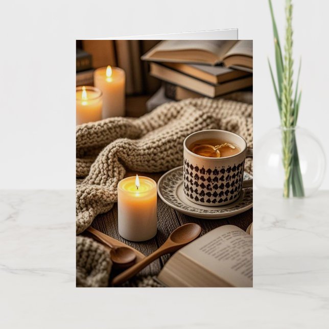 Boho Cosy Warm Candle lights  Foil Greeting Card (Front)