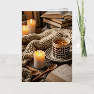 Boho Cosy Warm Candle lights Foil Greeting Card