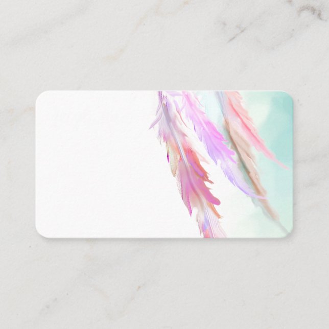 Boho Cottage Shabby Chic Feathers Business Card (Front)