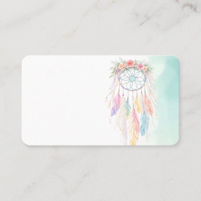 Boho Cottage Shabby Chic Feathers Business Card (Front)