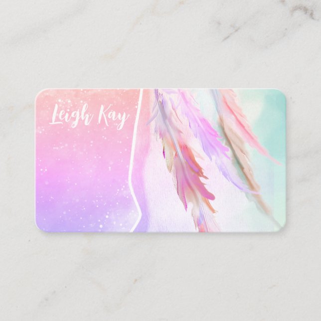 Boho Cottage Shabby Chic Feathers Business Card (Front)