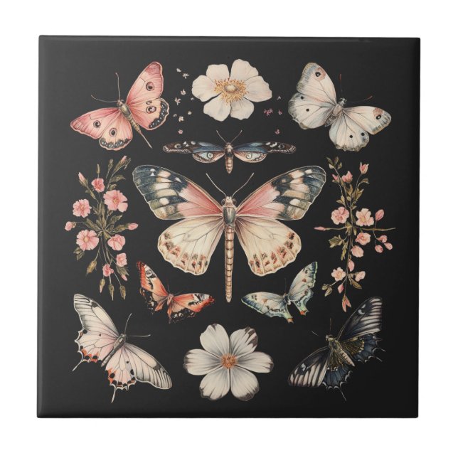 Boho Cottagecore Monarch Butterfly Tile (Front)