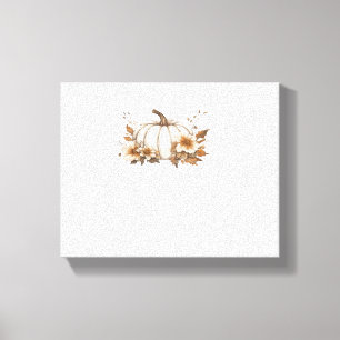 Boho Cottagecore White Pumpkin with Autumn Florals Canvas Print