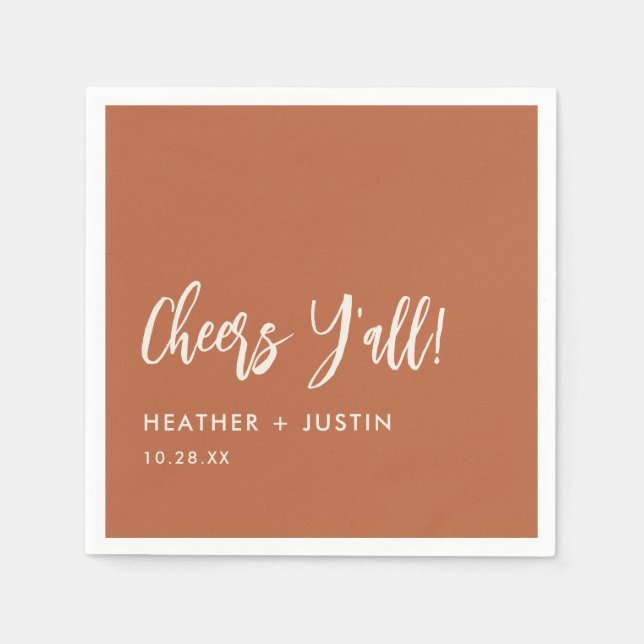 Boho Country Cheers Y'all Texas Wedding Napkins (Front)