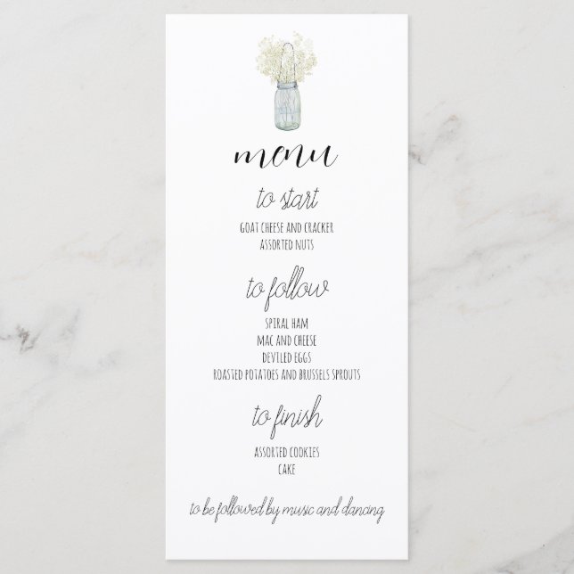 Boho Country Chic Dinner Menu (Front)