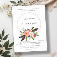 BOHO COUNTRY FEATHER BLUSH FLORAL WREATH WEDDING