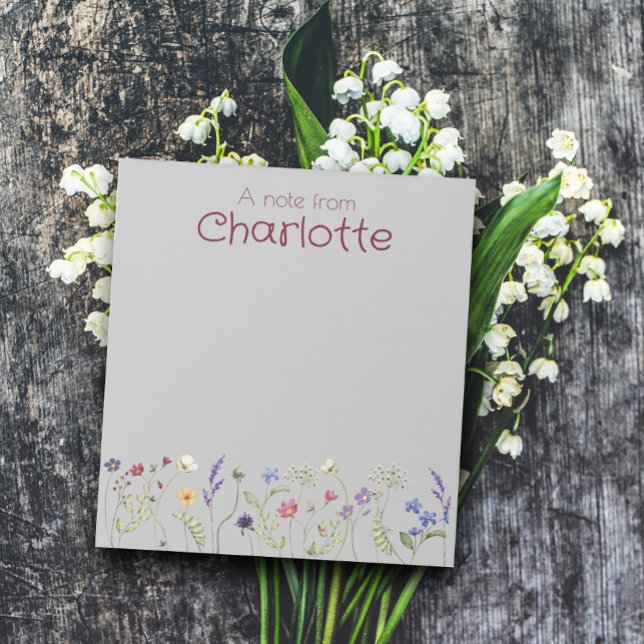 Boho Country Floral daisy watercolor  grey Notepad (Creator Uploaded)