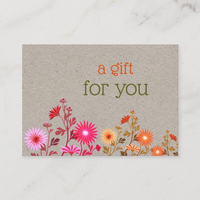 Boho Country Floral Kraft Business Card (Front)