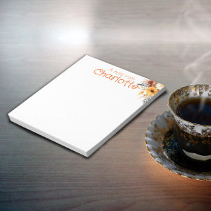 Boho Country vintage orange wildflower watercolor Notepad