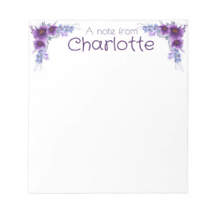 Boho Country vintage purple wildflower watercolor  Notepad