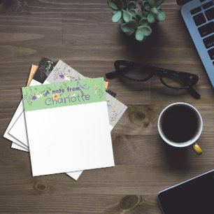 Boho Country wildflower watercolor green Notepad