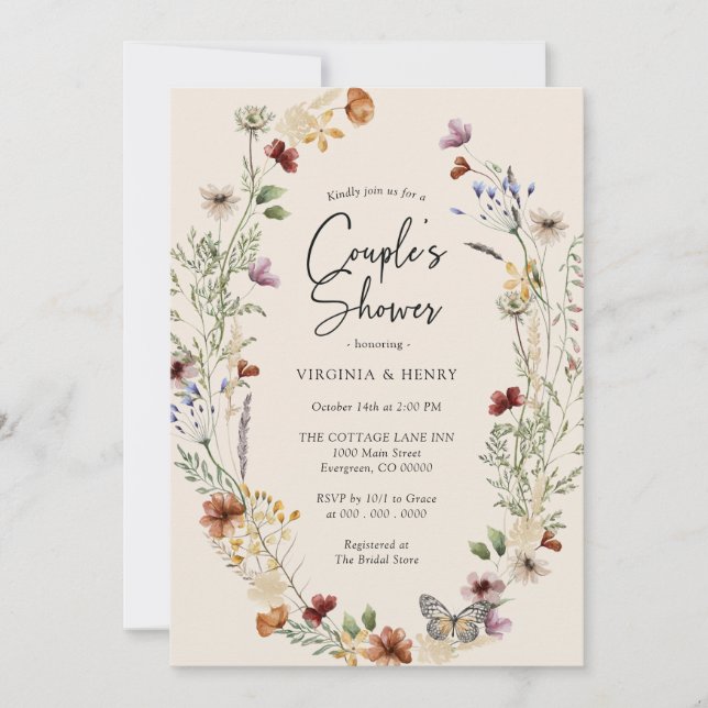 Boho Couples Shower Invitation (Front)