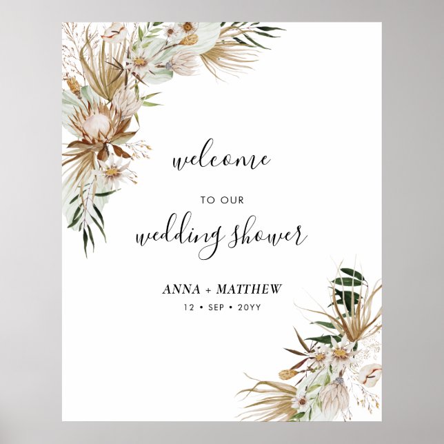 Boho Couples Wedding Shower Welcome Poster (Front)