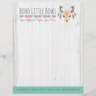 Boho Cow Skull With Bows Cute & Rustic Boutique Letterhead Template