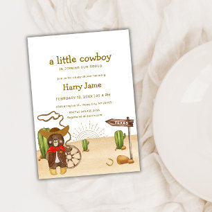 Boho Cowboy Bear Western Rodeo Cactus Baby Shower Invitation