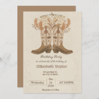 Boho Cowboy Boots Party invitation