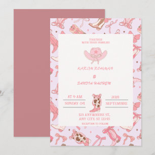 Boho Cowboy Boots Western Wedding Invitation